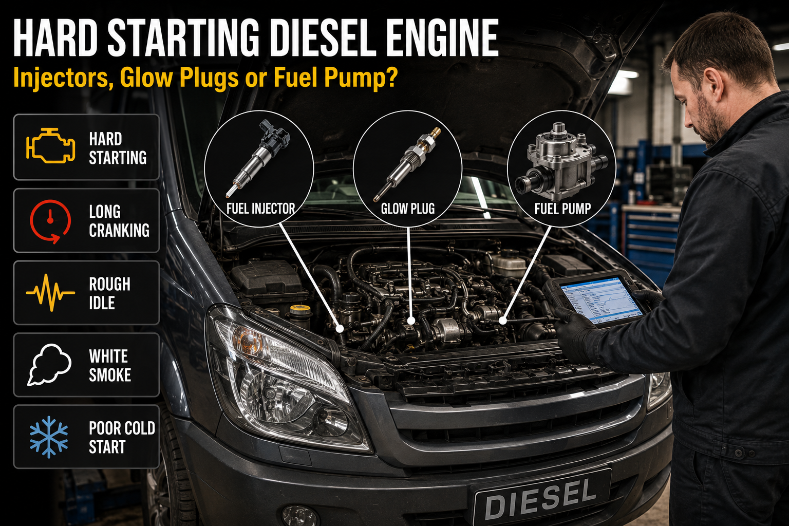 Hard Starting Diesel Engine: Injectors, Glow Plugs or Fuel Pump?