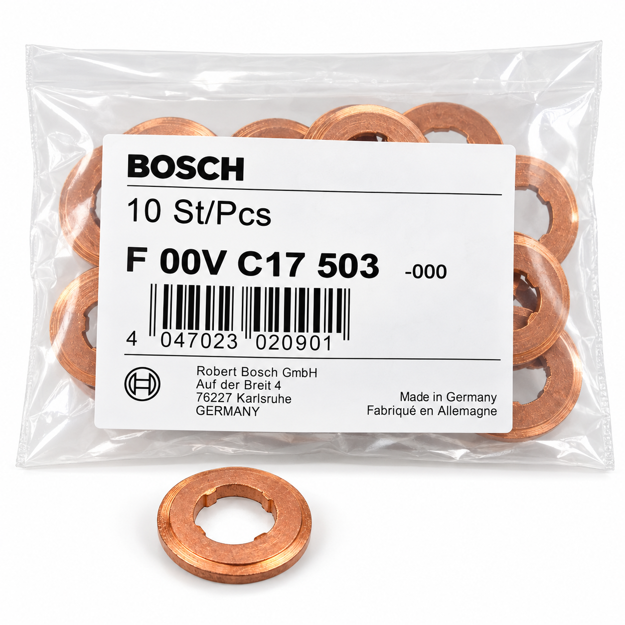 F00VC17503 | Bosch Diesel Injector Copper Sealing Washer | New