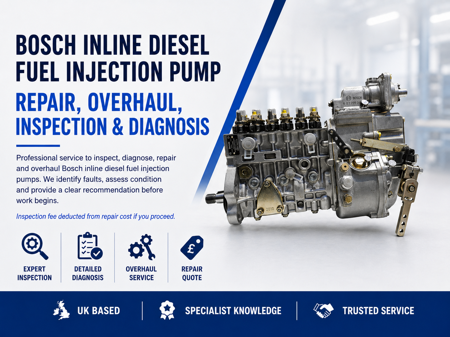 Bosch Inline Diesel Fuel Injection Pump Inspection & Diagnosis Service